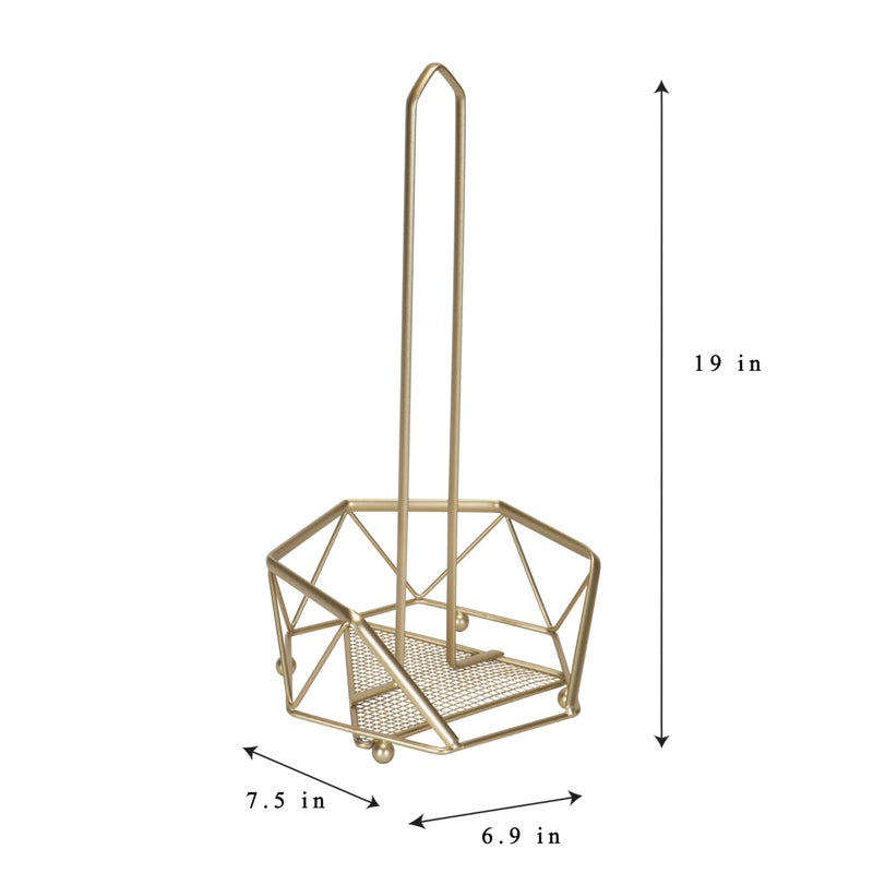 Kitchen Details Geode Paper Towel Holder | Countertop | Free Standing | Holds 1 Large Roll | Rust Resistant | Decorative | Satin Gold - Image 3